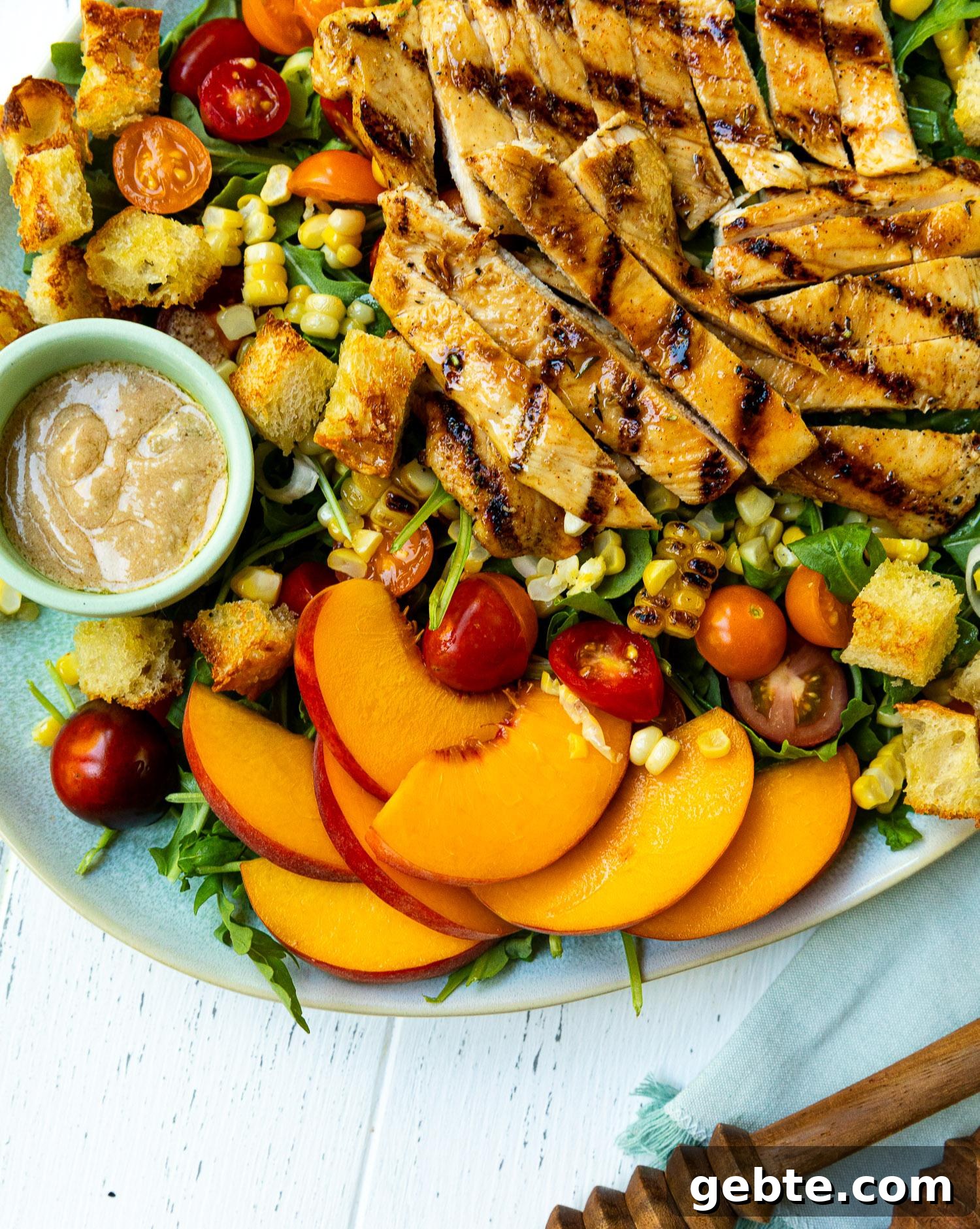 Spicy Honey Chicken Salad with Peaches, Corn & Feta Vinaigrette 5 img 46560 4