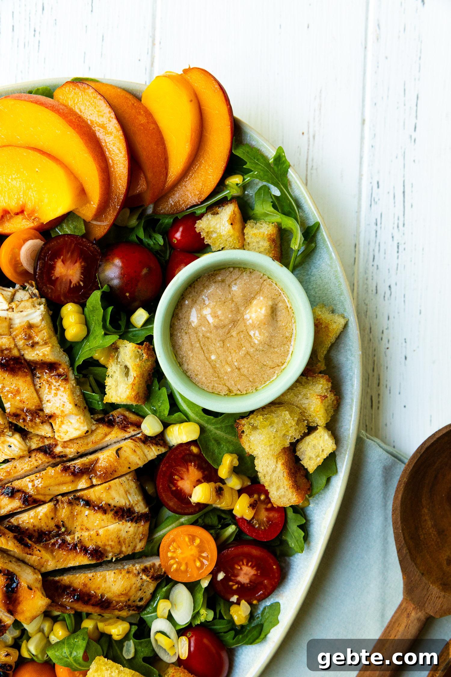 Spicy Honey Chicken Salad with Peaches, Corn & Feta Vinaigrette 7 img 46560 6