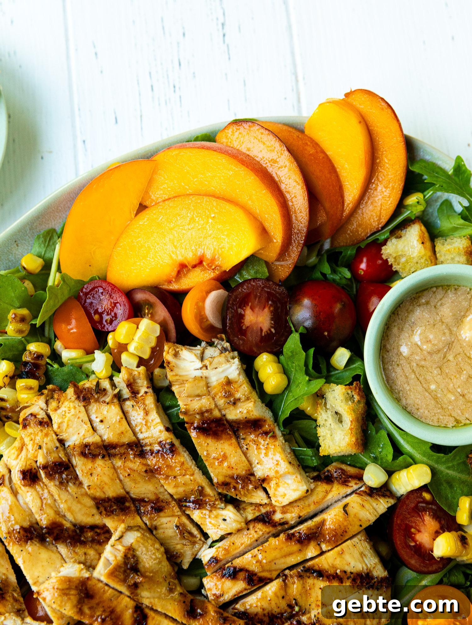 Spicy Honey Chicken Salad with Peaches, Corn & Feta Vinaigrette 9 img 46560 8