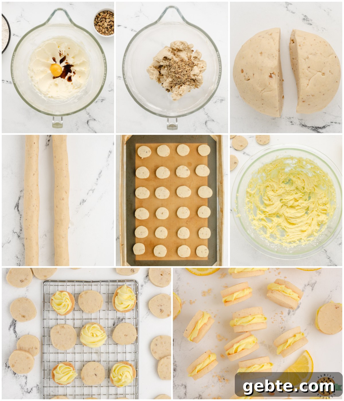 Zesty Lemon Sandwich Cookies Recipe for Homemade Treats 3 shows steps for making lemon sandwich cookies