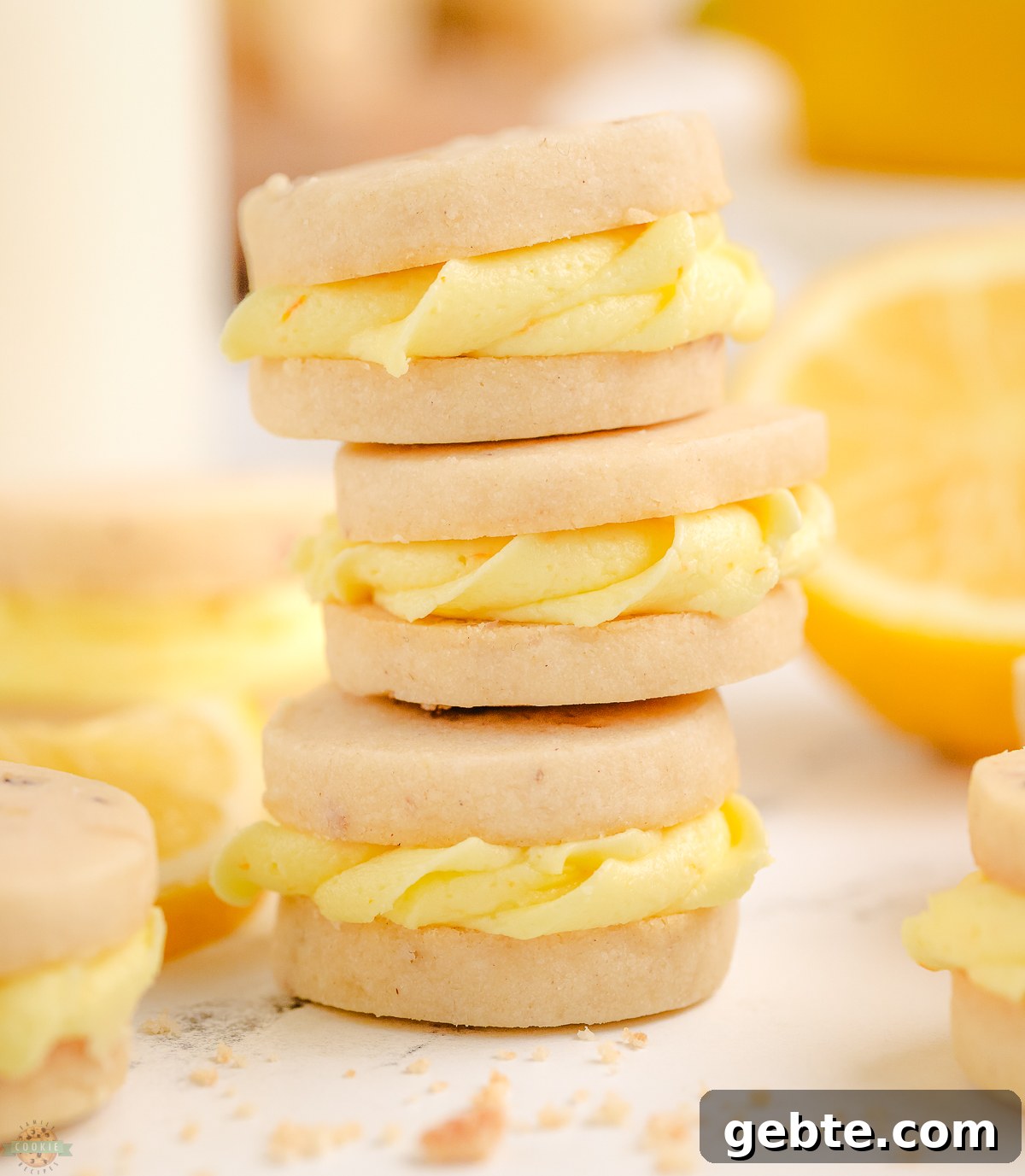 Zesty Lemon Sandwich Cookies Recipe for Homemade Treats 5 stack of lemon sandwich cookies