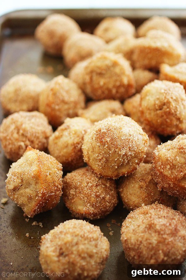 Baked Cinnamon-Sugar Banana Donut Holes – These soft, buttery banana bites are SO easy and pair perfectly with your morning coffee!