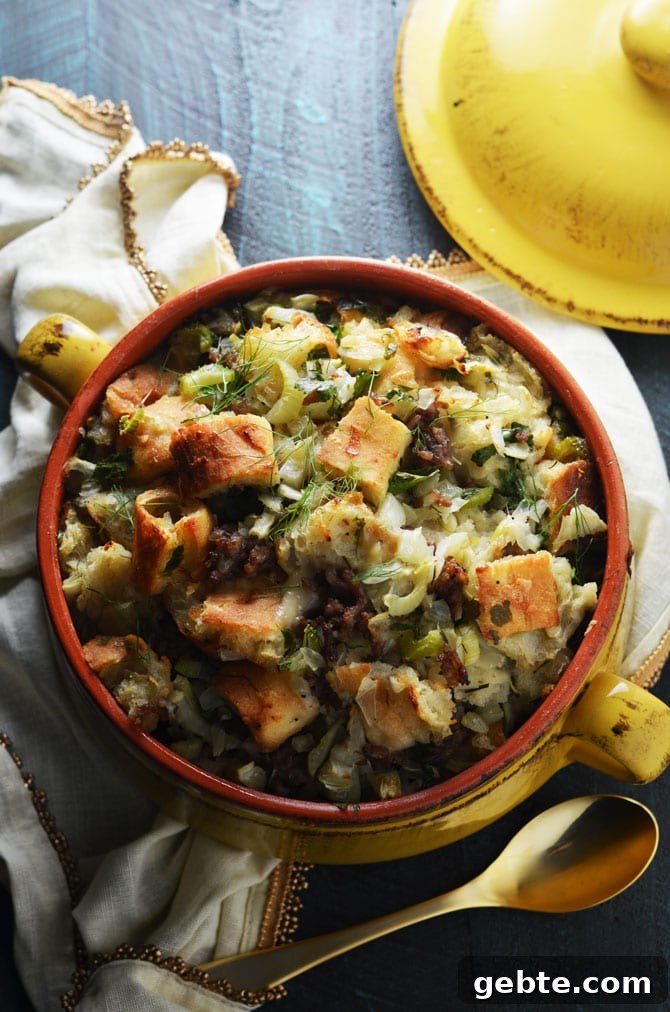 Italian-Style Stuffing Recipe with Herbs and Pancetta 2 Italian Style Stuffing. Ciabatta bread, italian sausage, fennel, plenty of garlic, and parmesan cheese make this stuffing a deliciously different side dish for Thanksgiving! | hostthetoast.com