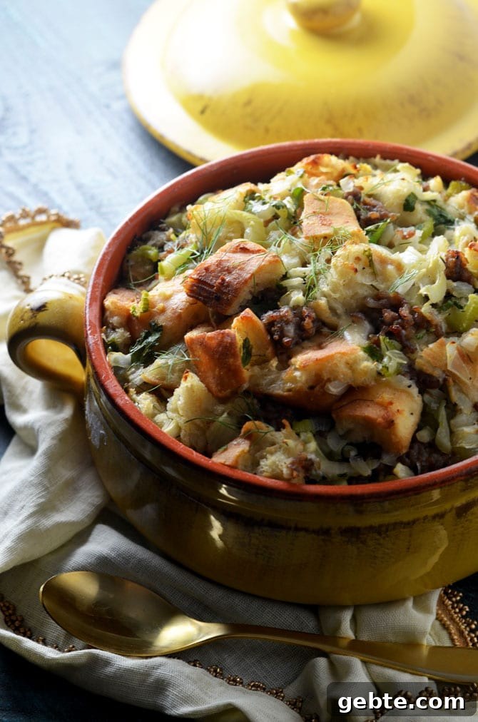 Italian-Style Stuffing Recipe with Herbs and Pancetta 3 Italian Style Stuffing. Ciabatta bread, italian sausage, fennel, and parmesan cheese make this stuffing a deliciously different side dish for Thanksgiving! | hostthetoast.com