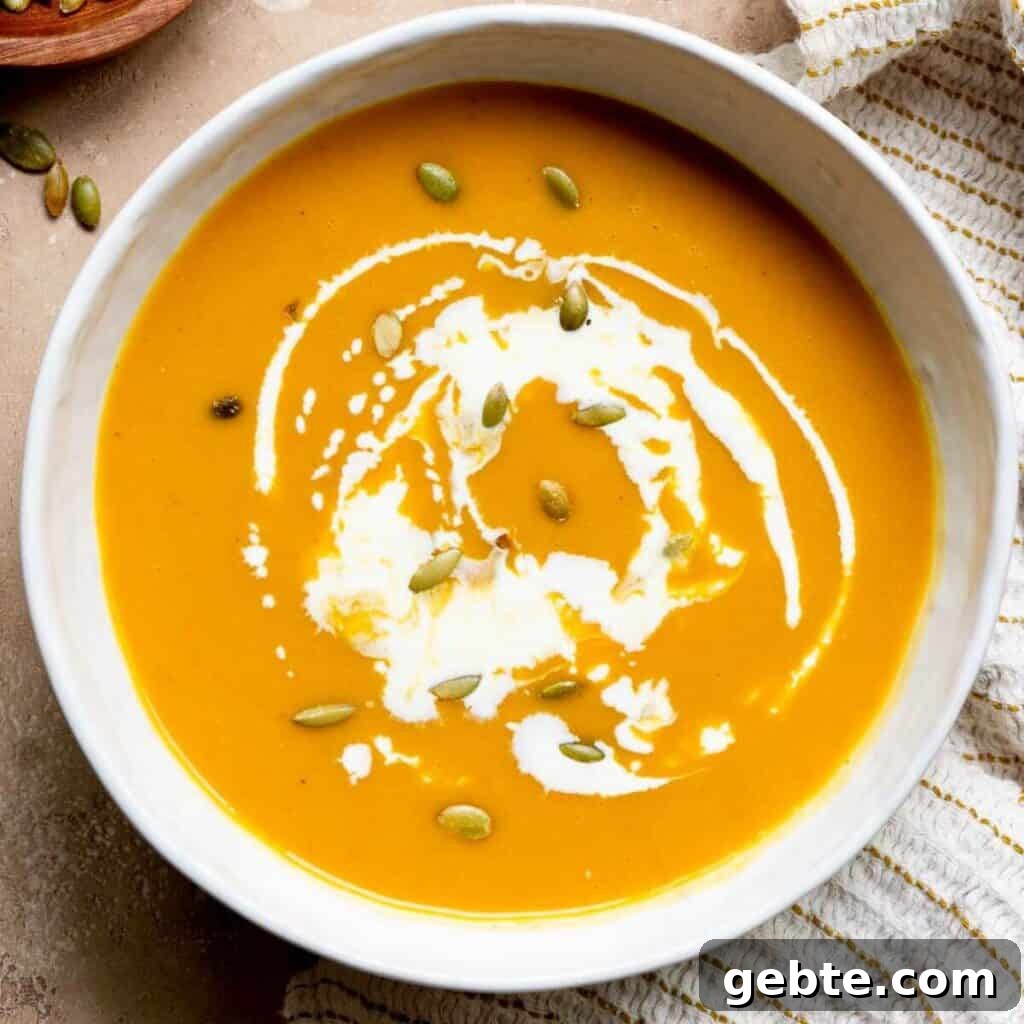 Creamy Carrot & Butternut Squash Soup Recipe for Fall Nights 4 Creamy, dairy-free one-pot carrot and butternut squash soup with coconut milk and pumpkin seed.