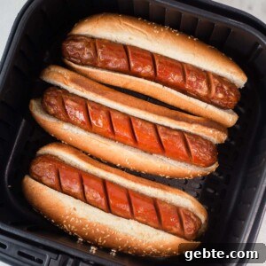 air fryer hot dogs in the air fryer.