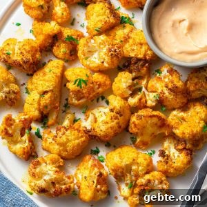 air fried cauliflower with dipping sauce