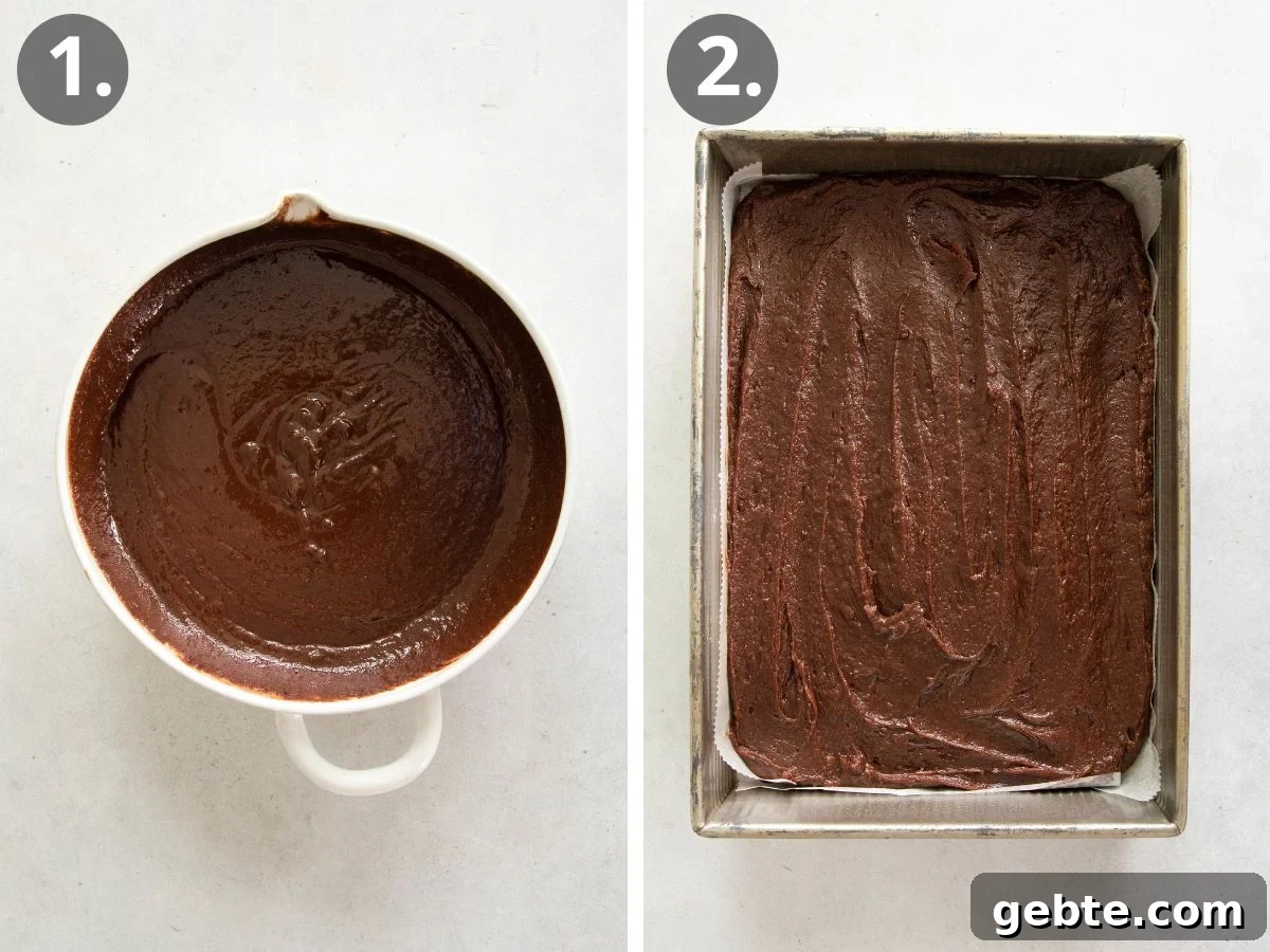 steps to make the brownie batter and bake it.
