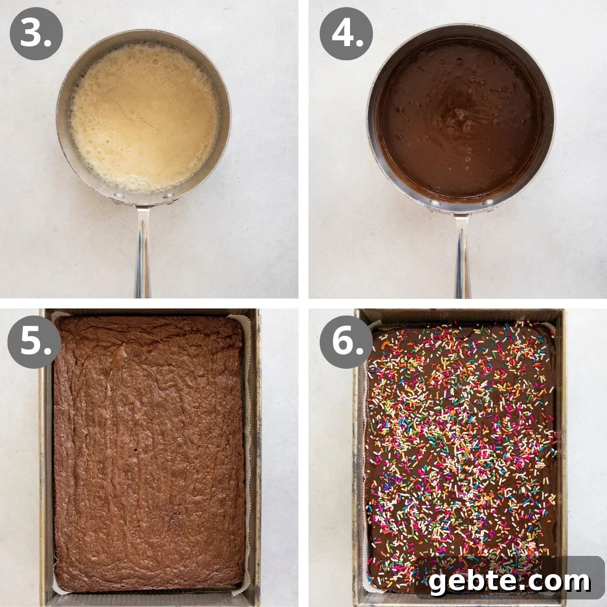 steps to make the fudge frosting and top the brownies.