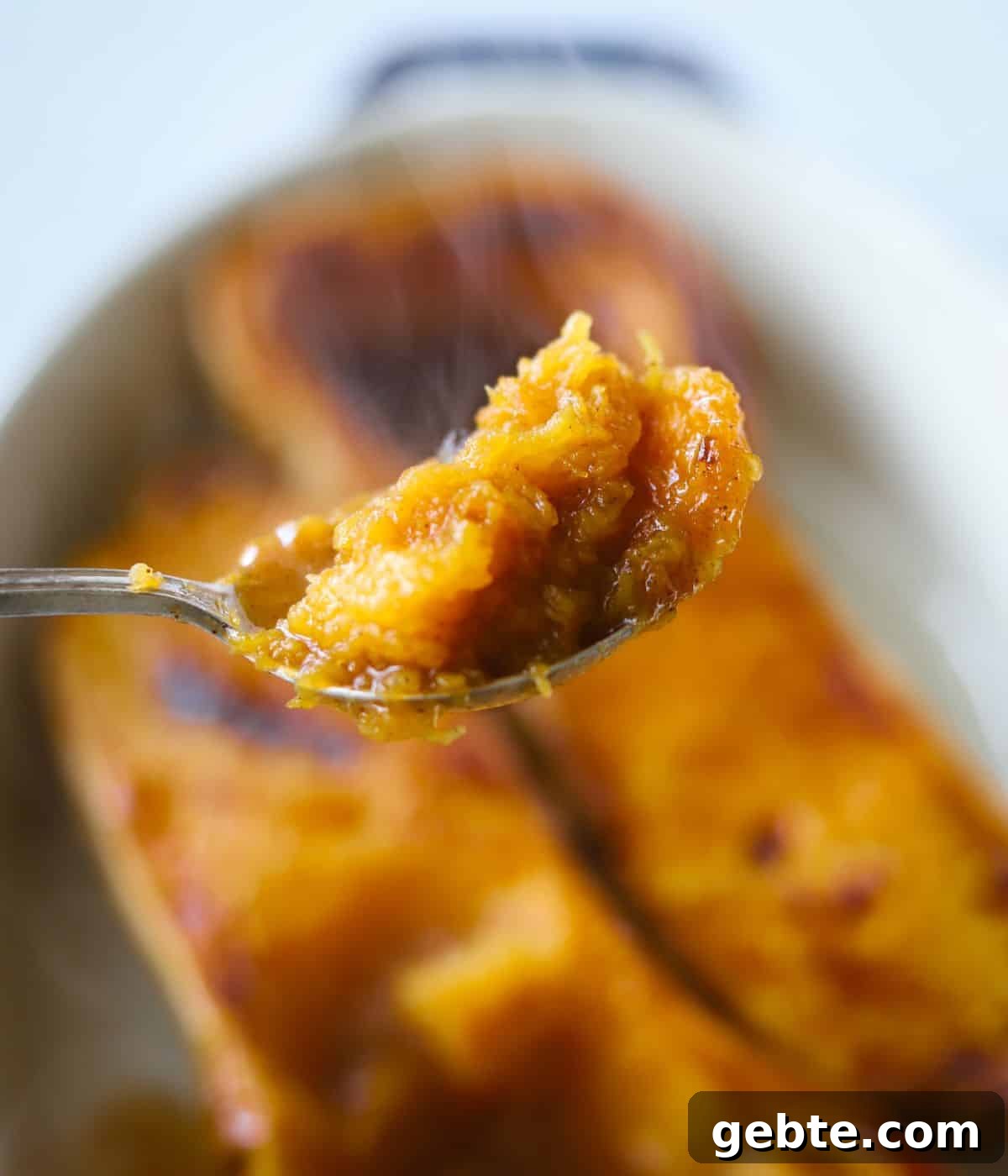 spoon holding butternut squash