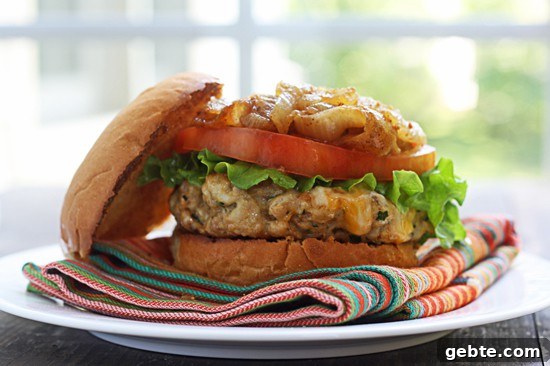 Chicken Burgers with caramelized onions and cheese