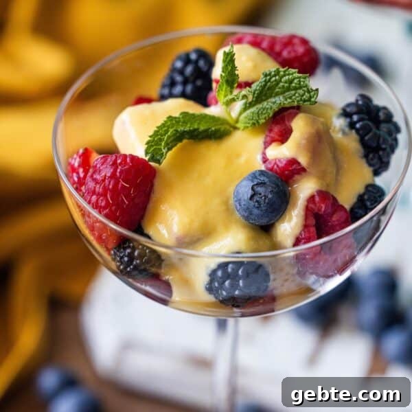 Berries with creme anglaise