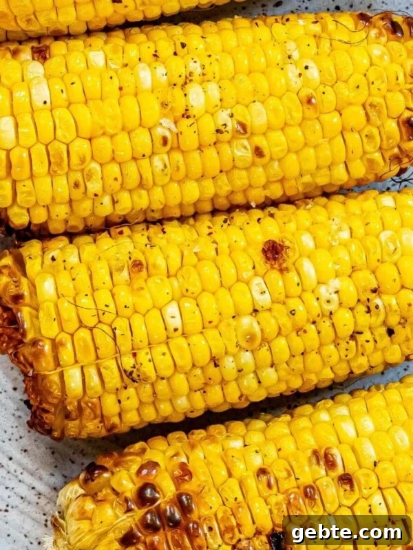 picture of grilled corn on the cob on a plate