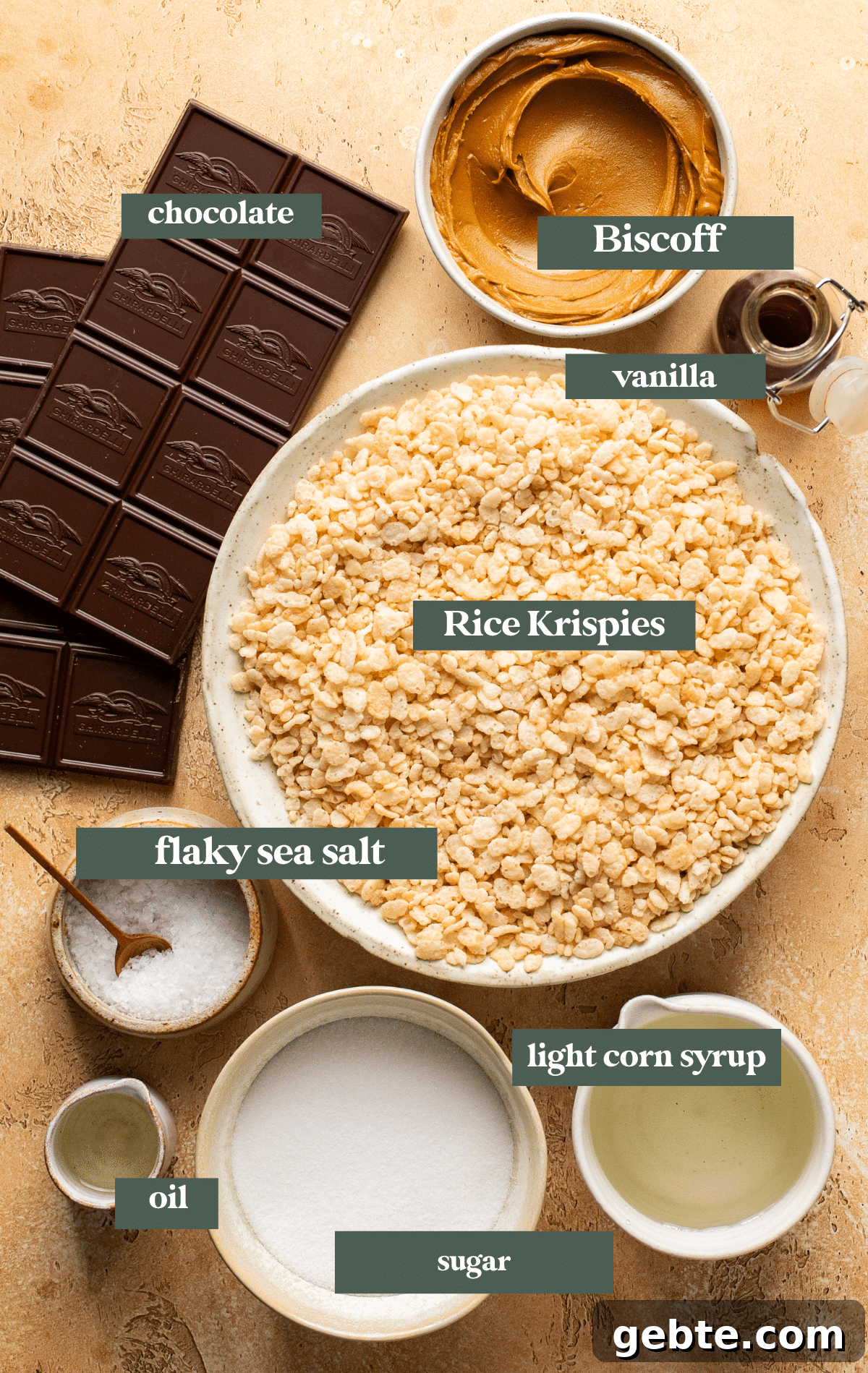 ingredients needed to make sctocheroos in small bowls and dishes.