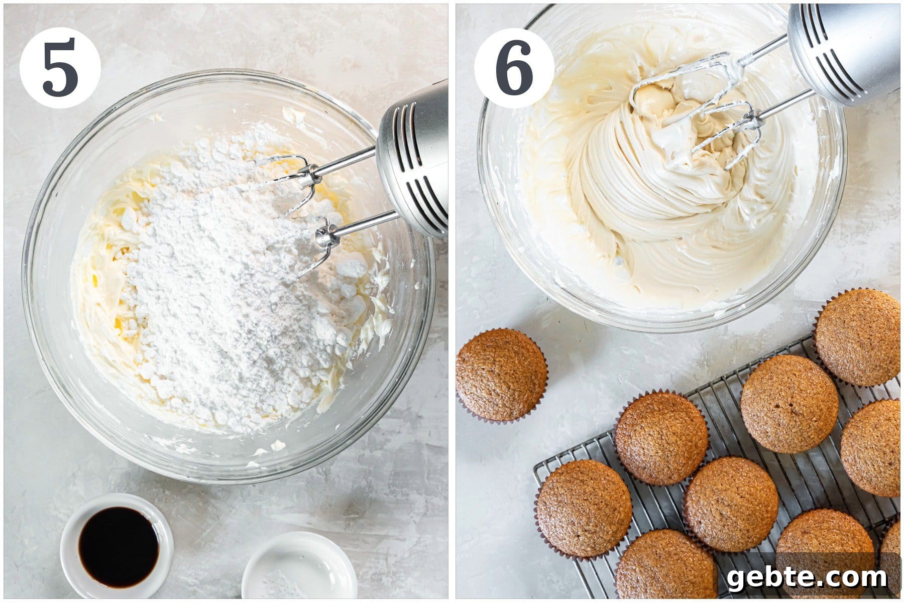 Maple Cream Cheese Frosted Spice Cupcakes 5 Using a mixer to make cream cheese frosting.