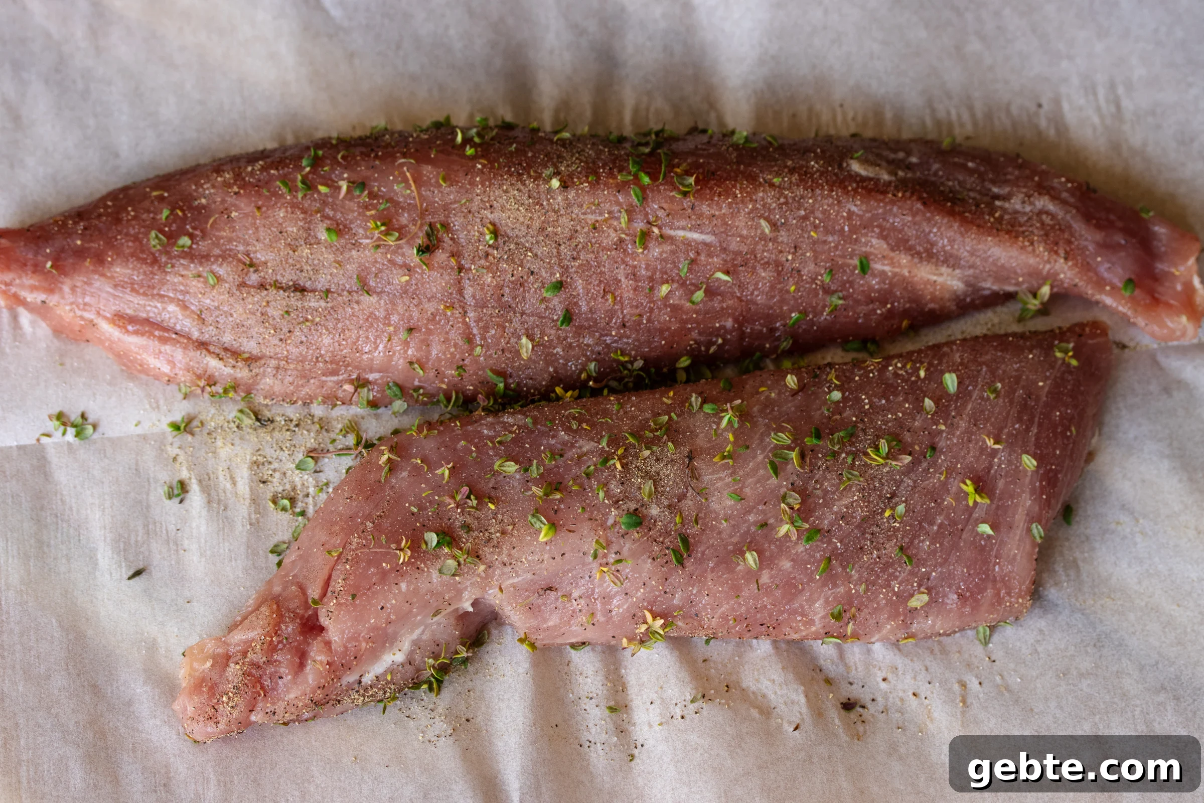 Roasted Pork Tenderloin with Caramelized Apples and Sage 4 Pork tenderloin seasoned.