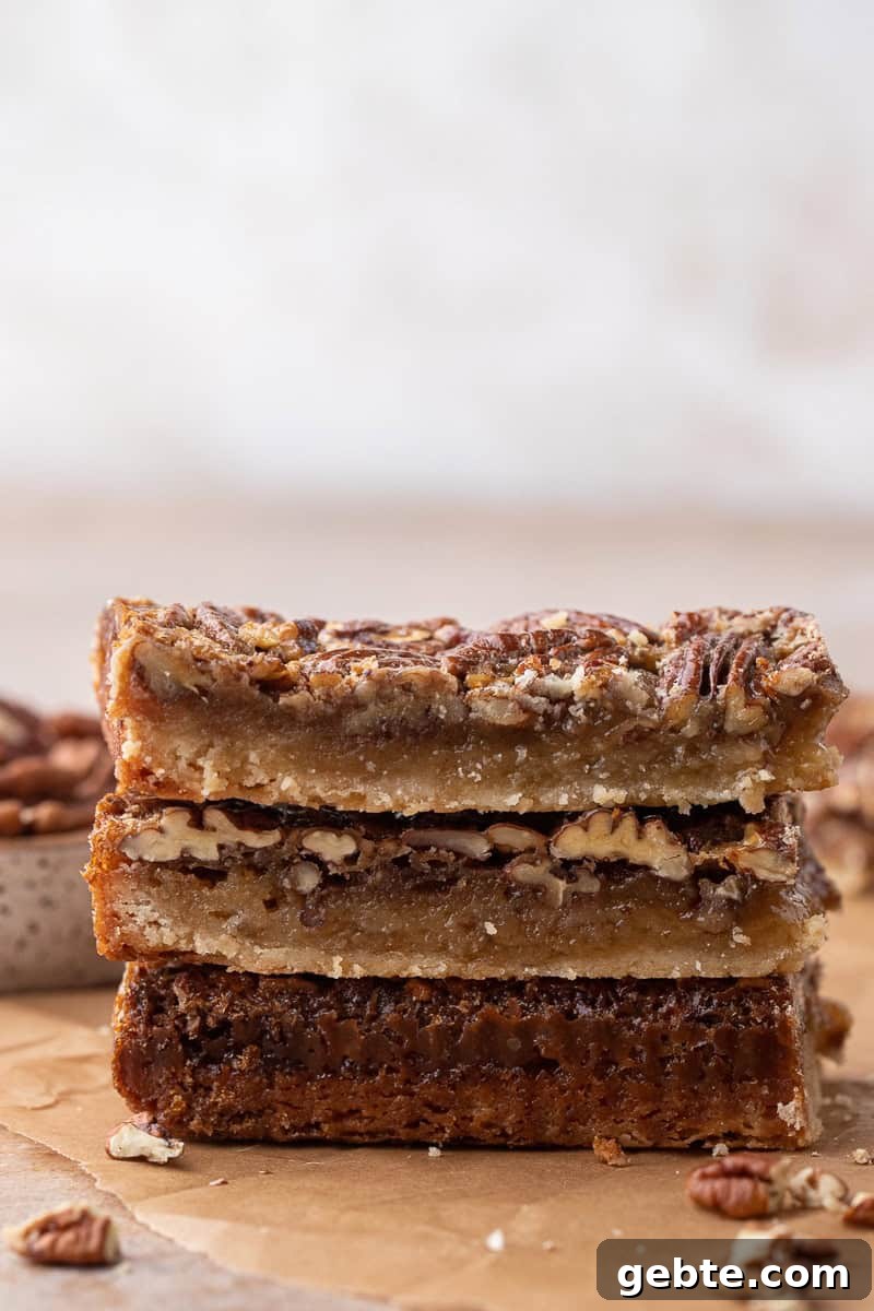 Stacked pecan pie bars