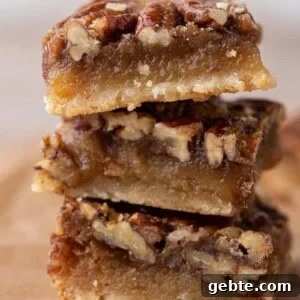 Stack of pecan pie bars