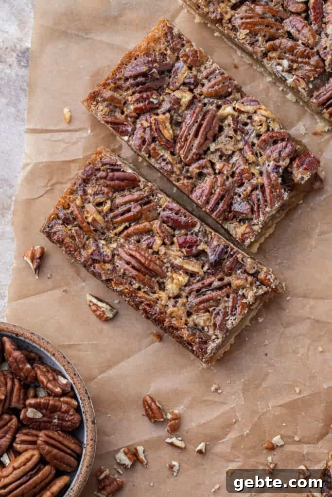 pecan pie bar sliced
