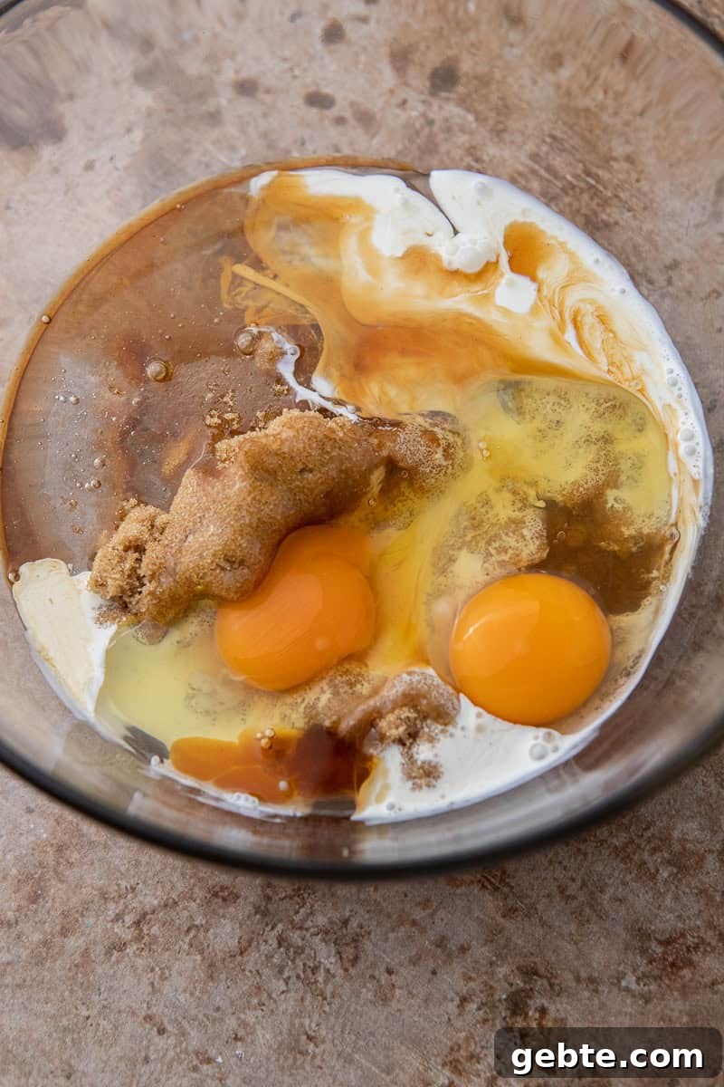 wet ingredients in a bowl