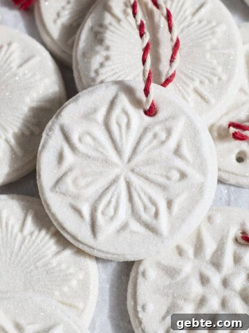 Finished Sourdough Discard Salt Dough Ornaments on a baking sheet.