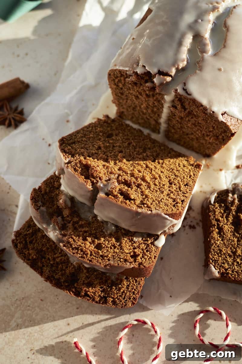 Slices of Sourdough Discard Gingerbread Loaf.