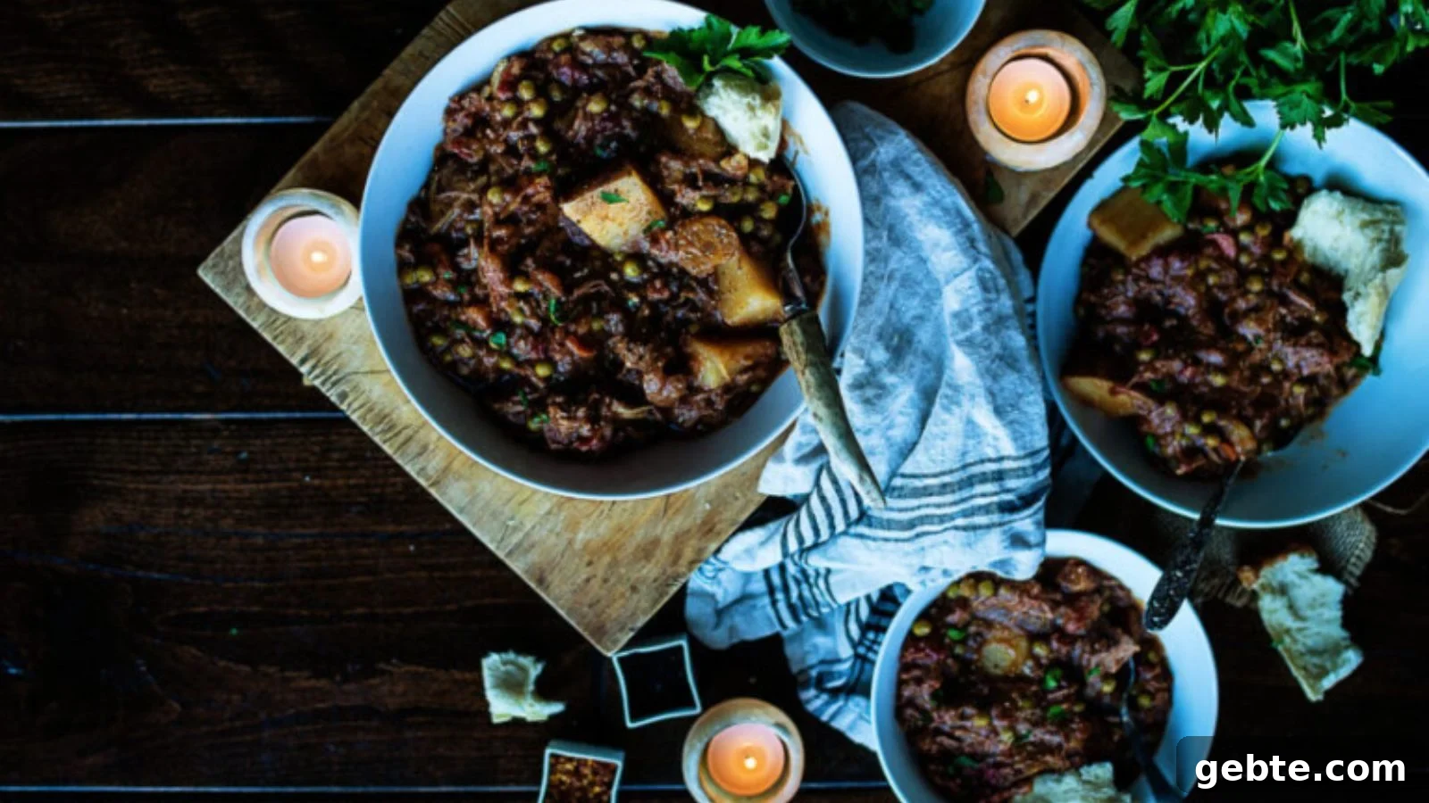 Lamb stew simmered slow until vegetables and lamb break down into a hearty rich broth.