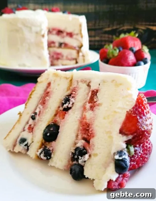 Berry Chantilly Cake: Light Cream Cake with Fresh Berries 3 slice of berry cake