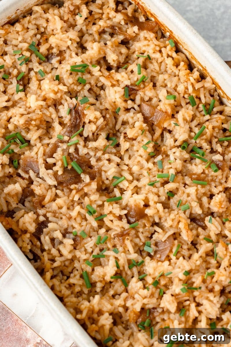 A bowl of seasoned rice garnished with chopped green chives, with a spoon resting inside the bowl. The rice appears fluffy and slightly brown in color.