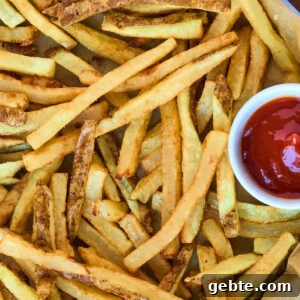 Crispy Deep-Fried French Fries: Step-by-Step Recipe Guide 9 close up view of homemade fries.