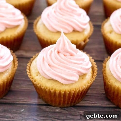 homemade strawberry icing on cupcakes