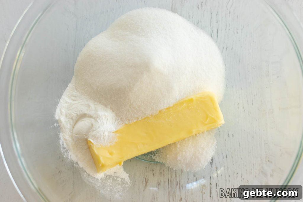 butter and sugar in bowl
