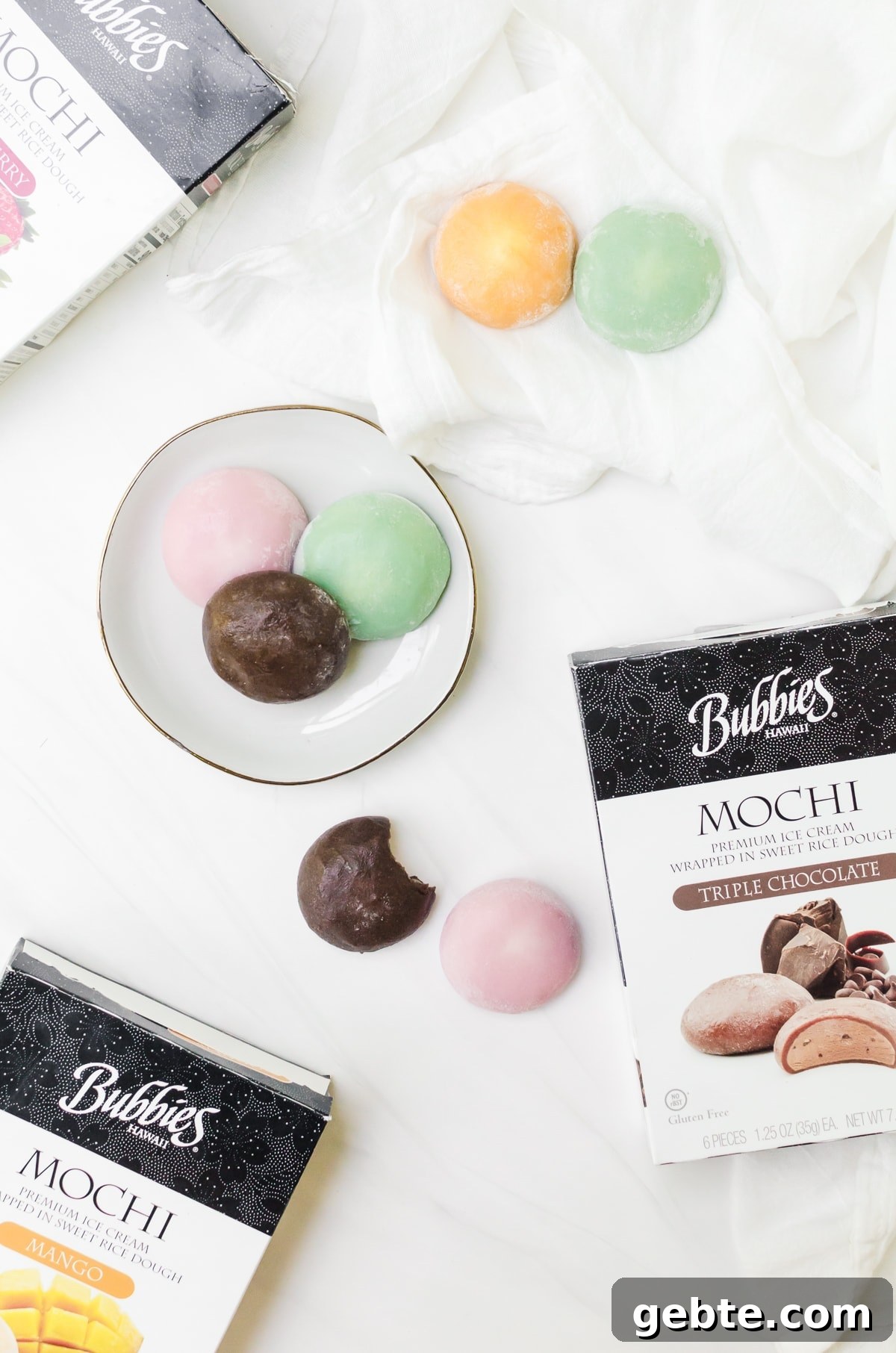 flatlay bubbies mochi ice cream
