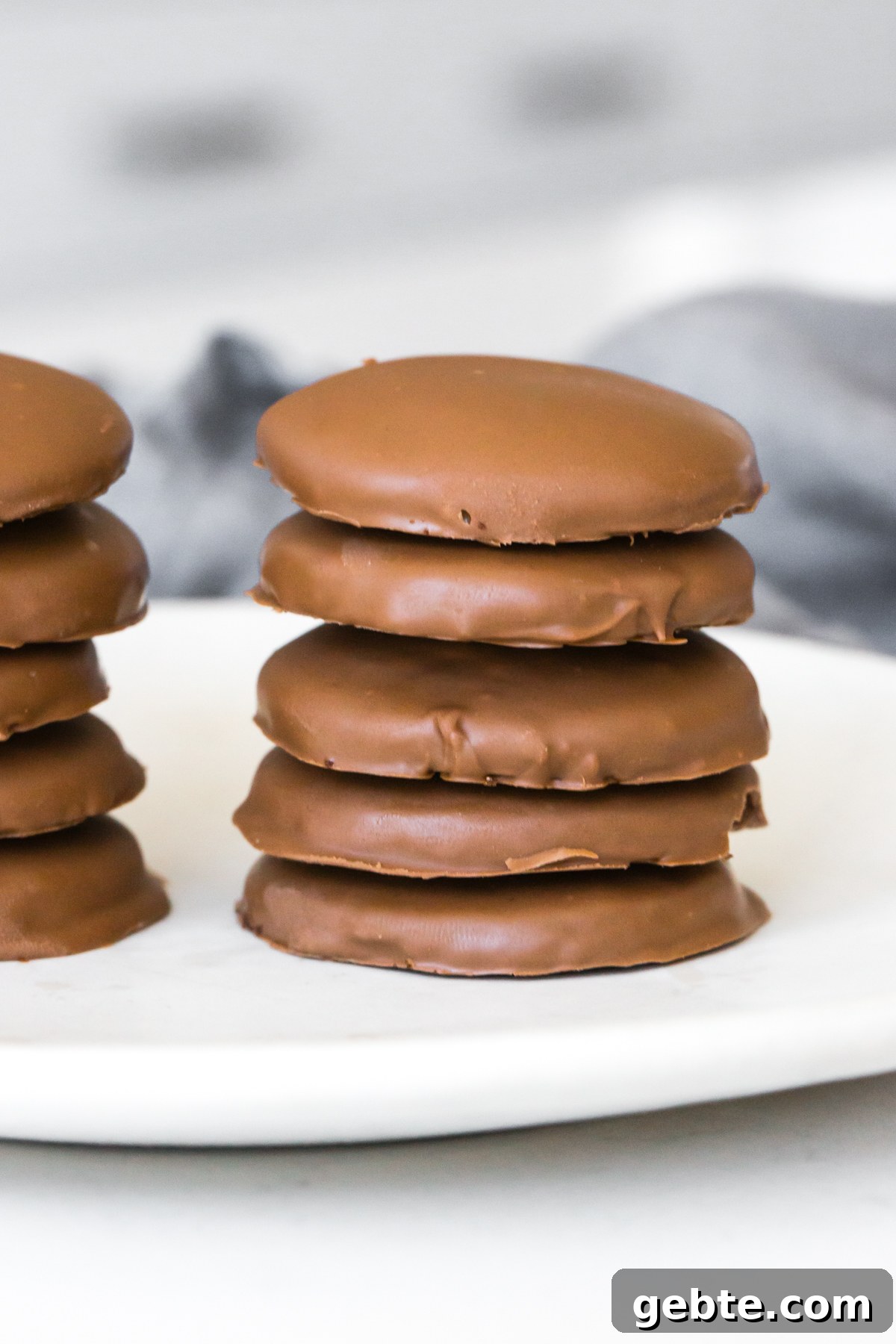 A pile of gluten-free thin mint cookies.