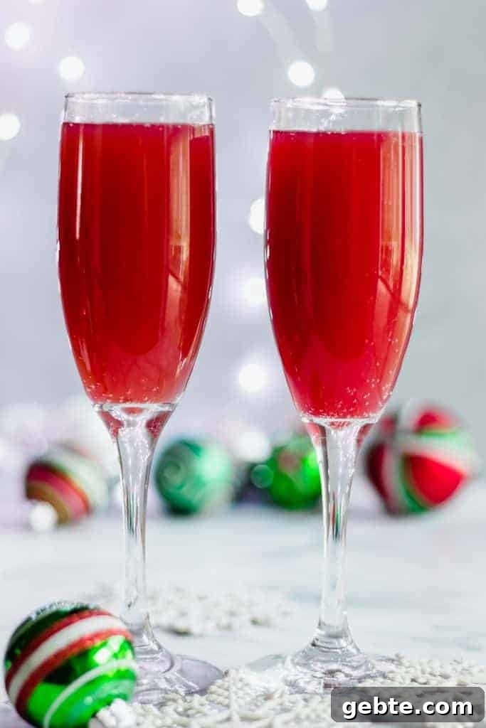 Sparkling Christmas Mimosa Recipe: Festive Holiday Brunch Cocktail 4 Christmas Mimosas in holiday setting