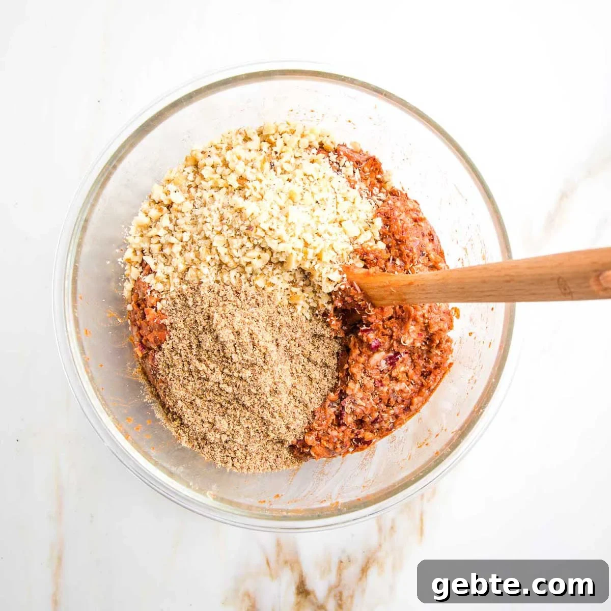 Veggie burger mixture with ground flax and almond flour.