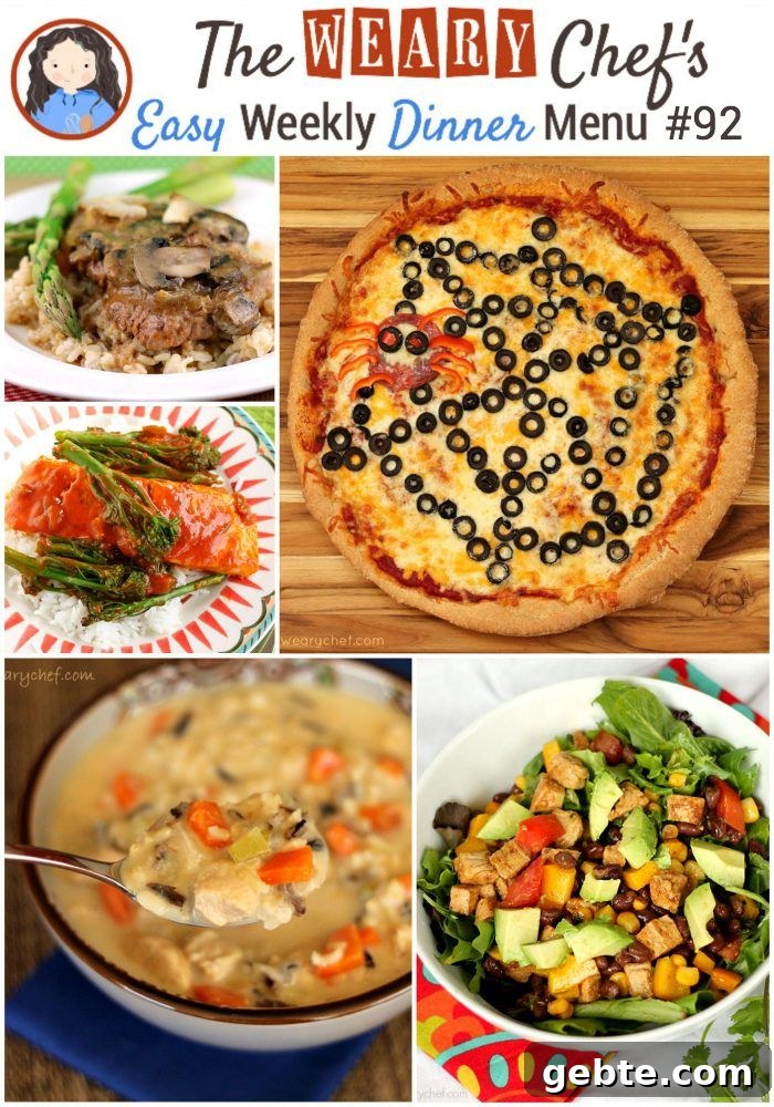 Weekly Dinner Menu 92: Delicious Dinner Ideas You’ll Love 2 This week's menu features loads of easy dinner ideas including a whole roasted chicken in the slow cooker, 30-minute pizza from scratch, Buffalo fajitas, and lots more!