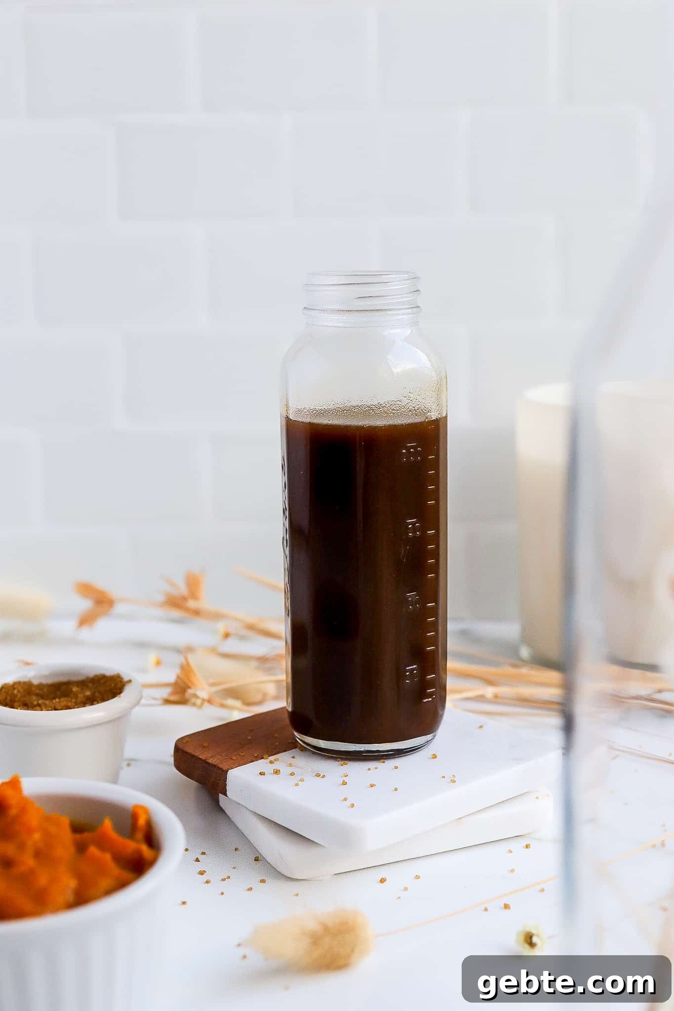 shot of homemade starbucks pumpkin spice syrup recipe