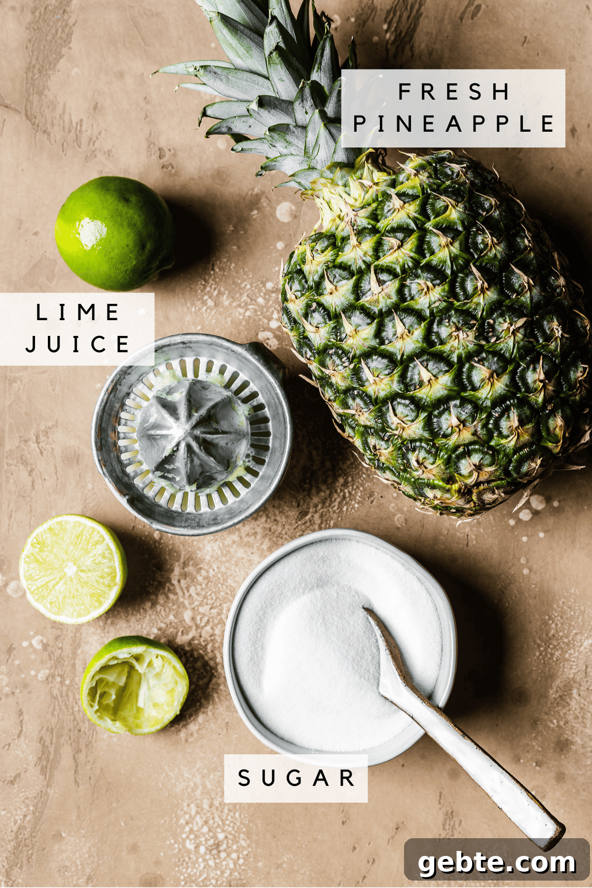 Ingredients for pineapple jam.