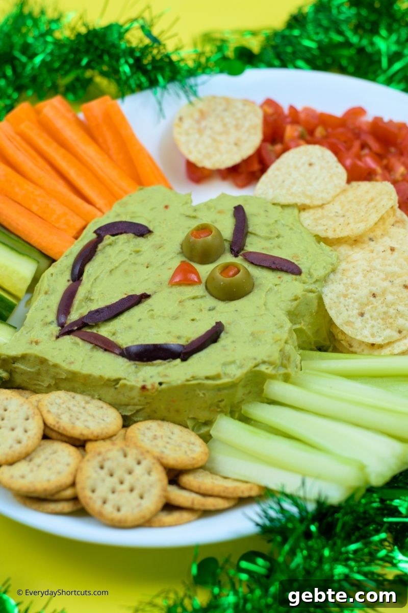 how to make a holiday grinch face out of guac