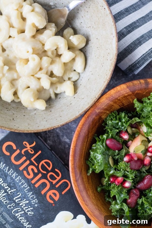 Try this easy and nutritious way to Balance Your Plate with Lean Cuisine's Vermont Cheddar Mac and Cheese and a Fall Protein Salad! Vermont Cheddar Mac and Cheese with Fall Protein Salad
