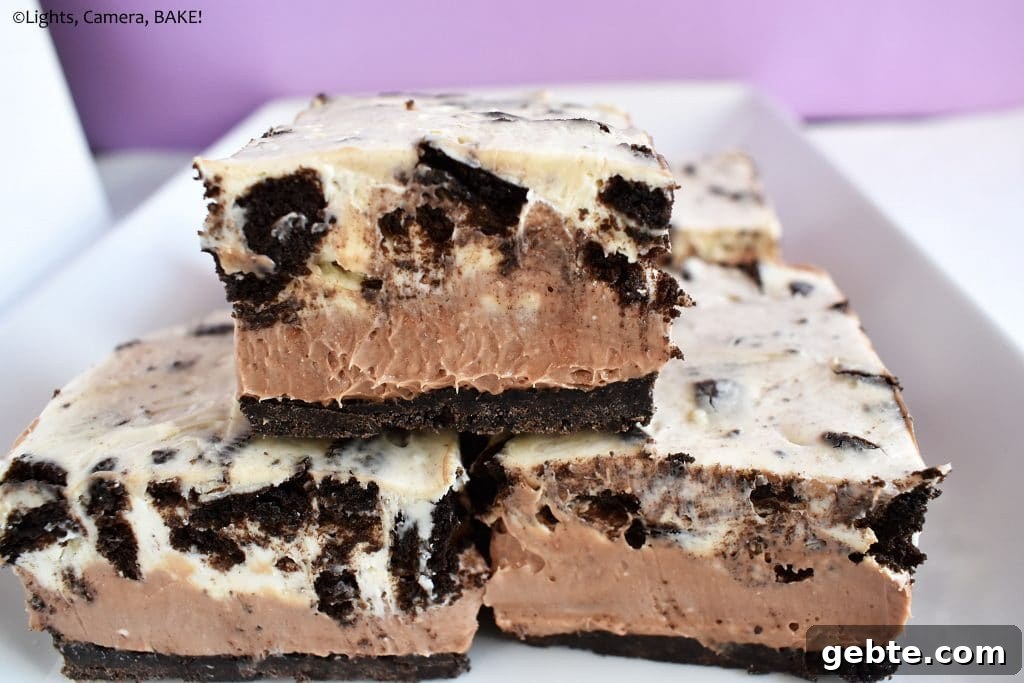 Nutella Cookies and Cream Cheesecake Recipe 17 Nutella Oreo cheesecake on a plate.