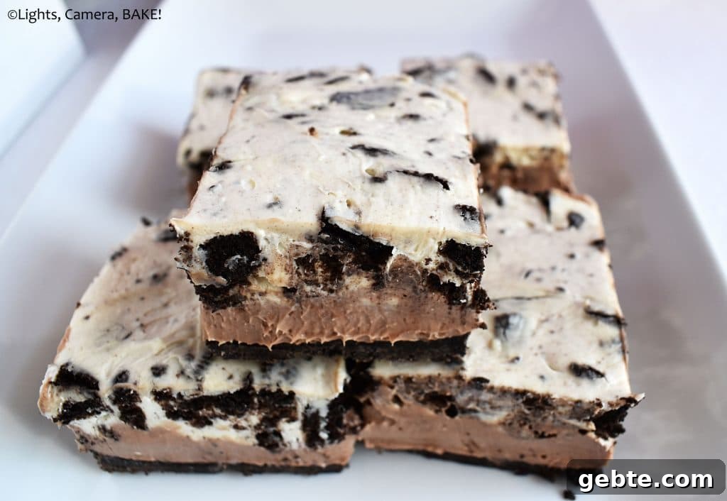 Nutella Cookies and Cream Cheesecake Recipe 4 Nutella Oreo cheesecake on a plate.