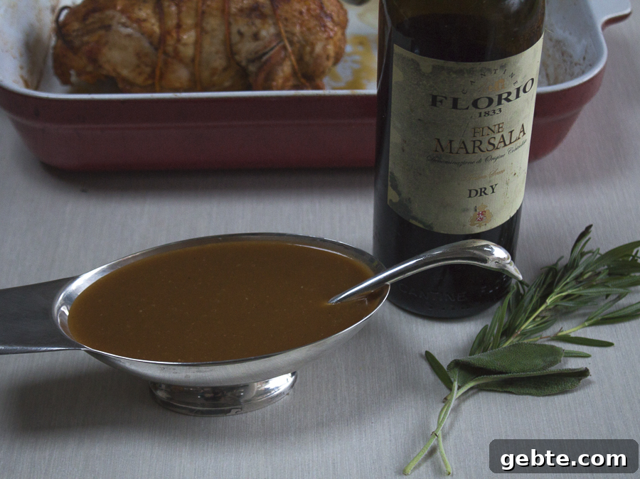 Dark caramelized gravy