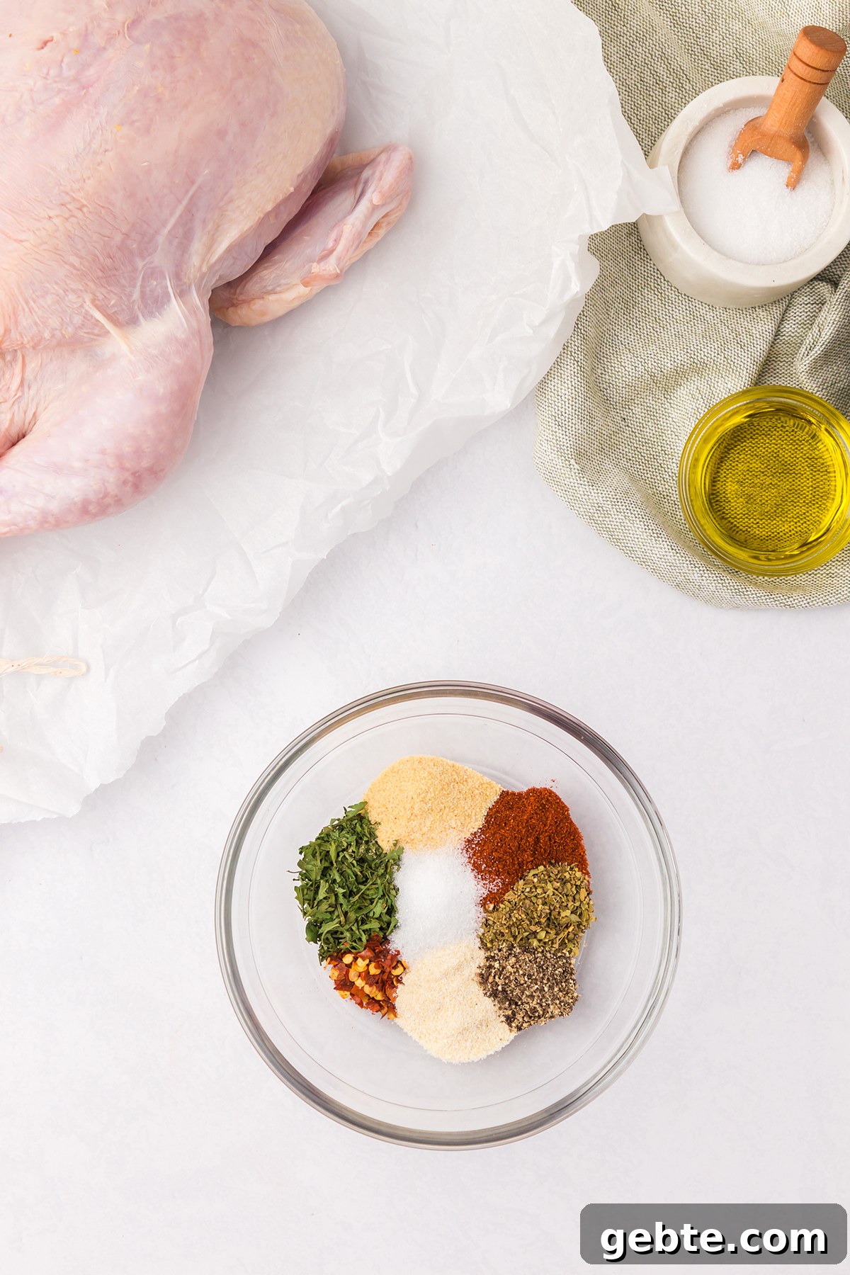 Spices and herbs in small bowl.