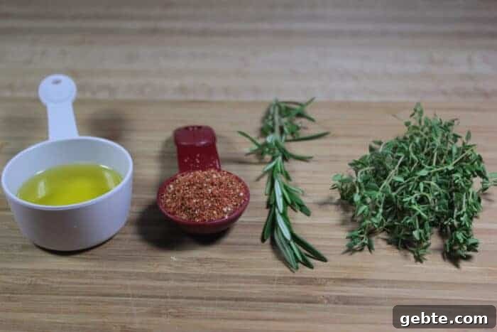 Smoked Pork Loin with Herb Rub 2 Herb rub ingredients in a bowl