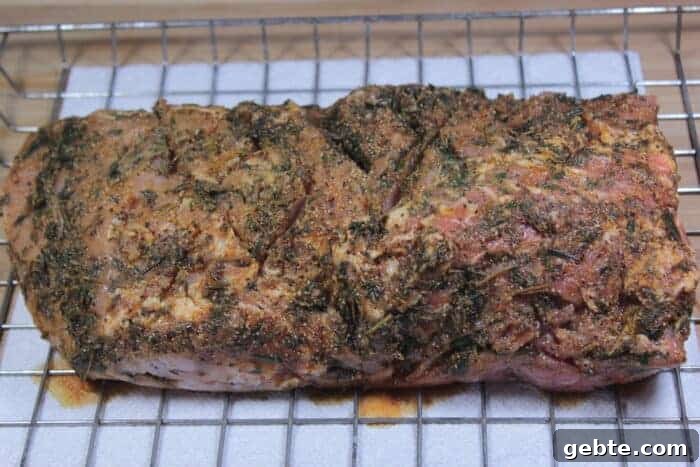 Smoked Pork Loin with Herb Rub 11 Pork loin resting before smoking