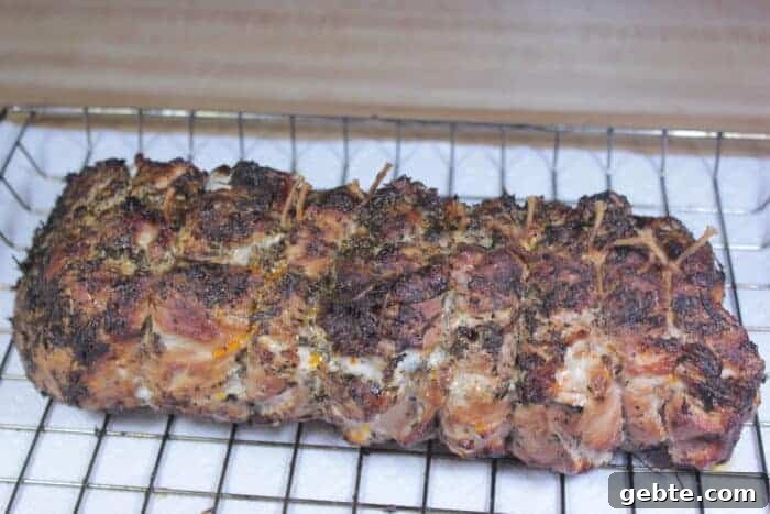 Smoked Pork Loin with Herb Rub 12 Pork loin tied with twine