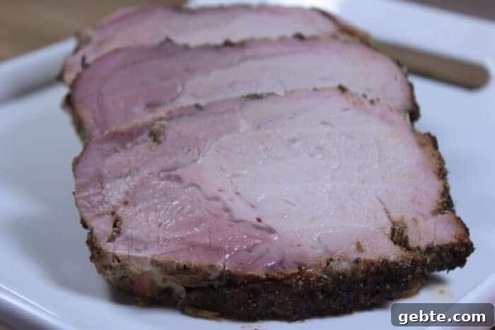 Smoked Pork Loin with Herb Rub 14 Moist slices of pork loin