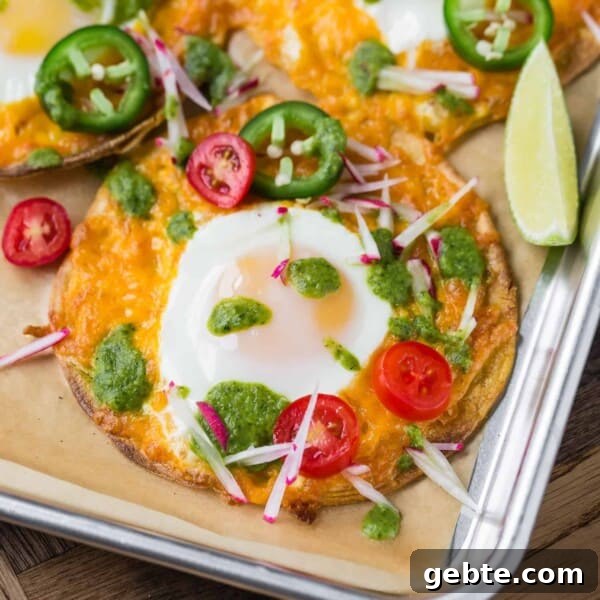 Green Chile Egg White Frittata 5 Sheet pan breakfast tostada with tomatoes, jalapeno, radish.